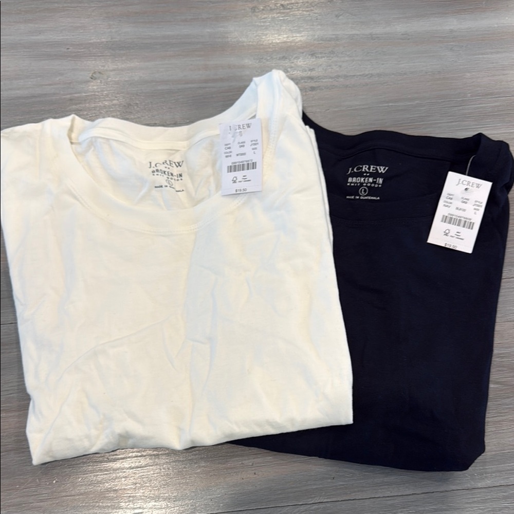 J. Crew Short Sleeve Crewneck Tees in White and Navy - Picture 1 of 1